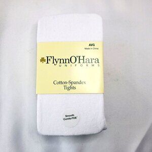 Flynn & OHara Cotton-Spandex White Tights AVG Smooth Comfort Toe